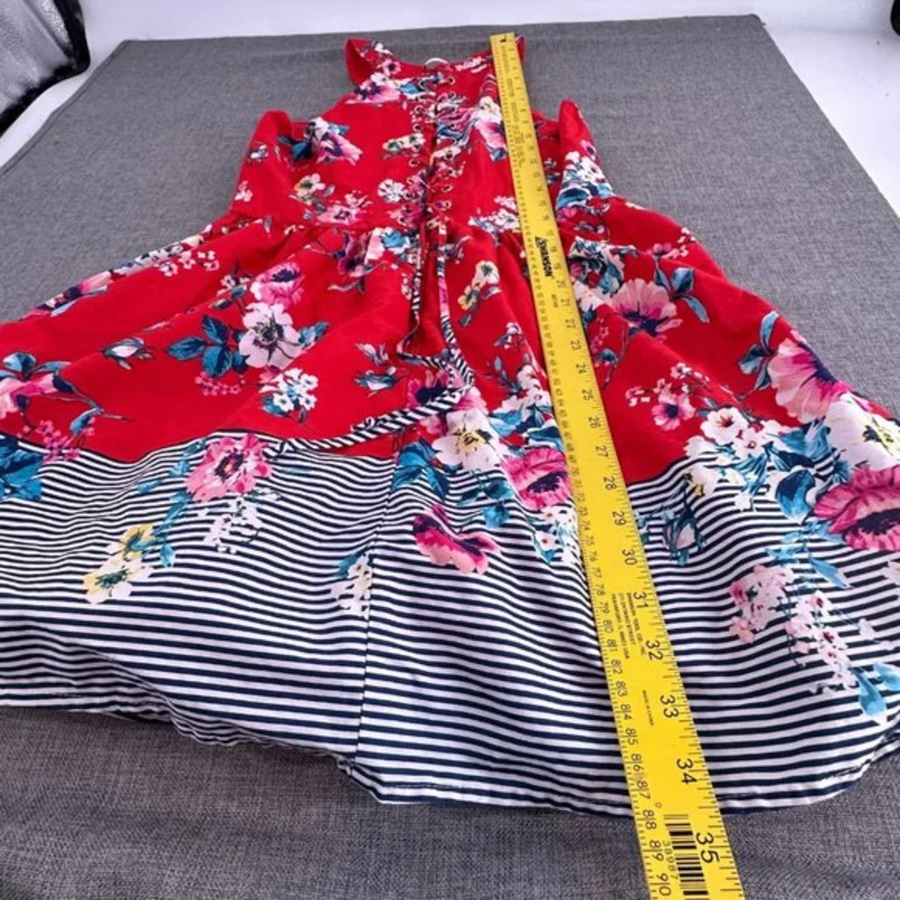 Trixxi Clothing Company Dress Girls XL Fit & Flare Floral Red Blue Pink Crisscro